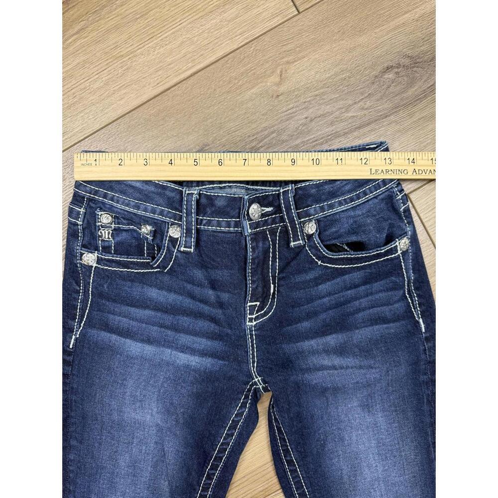Miss Me Jeans Womens 27 Blue Dark Wash Chloe Boot Bootcut Embellished Denim - Picture 12 of 13
